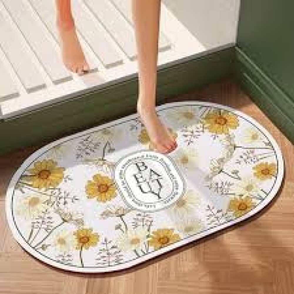 2PCS KITCHEN OVAL FLOWER MAT