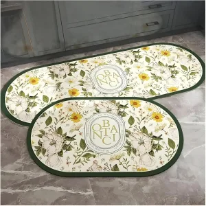 2PCS KITCHEN OVAL FLOWER MAT photo 2